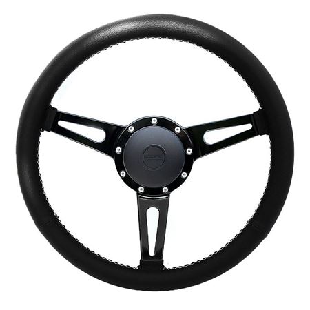 Steering Wheel with 48 Spline Williams Black Leather Black Boss - EXT90063 - Exmoor